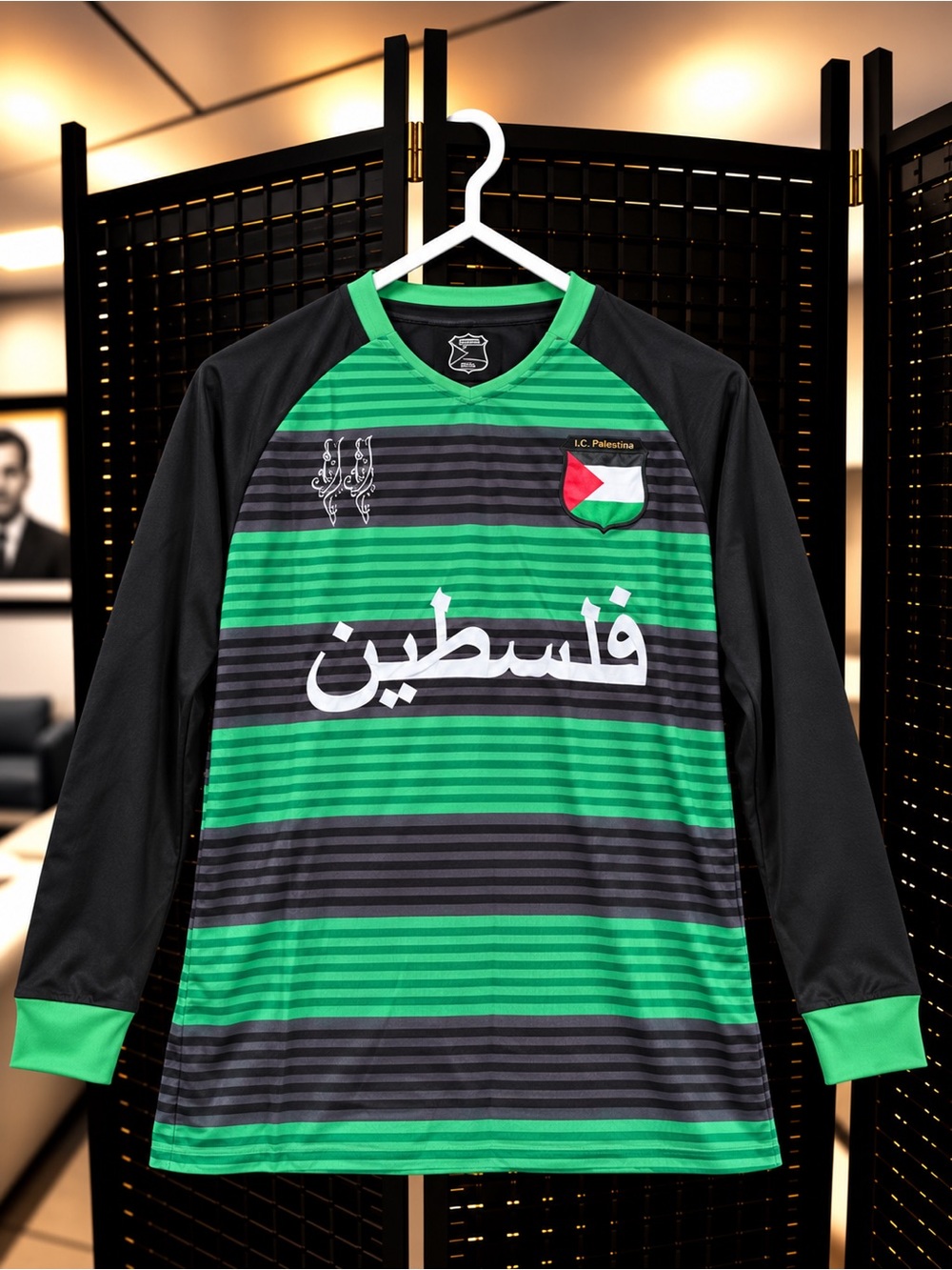 Palestine Green & Black Long-Sleeve Football Jersey